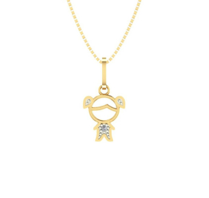 Pingente Menina Mini com Chuquinha Ouro 18k