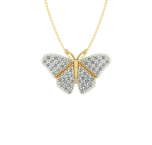 Pingente de Borboleta com 50 Zircônias Brancas Ouro 18k