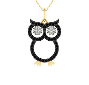 Pingente Coruja com Zircônia Ouro 18k