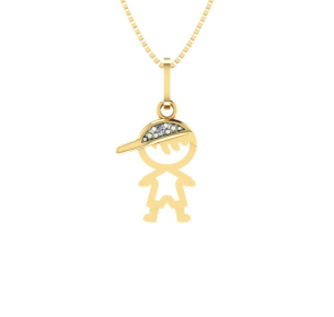 Pingente Menino Boné Pequeno Ouro 18k