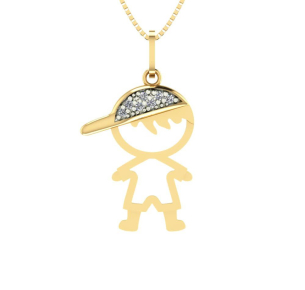 Pingente Menino Boné Grande Ouro 18k