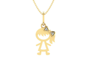 Pingente Menina Laço Pequeno Ouro 18k