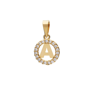 Pingente Personalizado Letra com Zircônias Ouro 18k