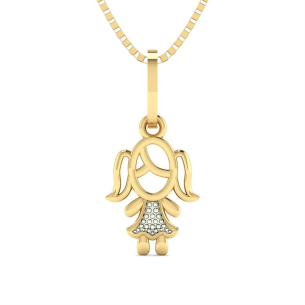 Pingente Menina de Chuquinha e Roupa Branca Ouro 18k