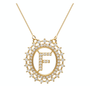 Gargantilha Letra Pavê com 53 Zircônias Ouro 18k