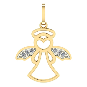 Pingente Anjo da Guarda com Pedras de Zircônia Ouro 18k
