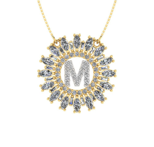 Gargantilha Letra Pavê com 70 Zircônias Ouro 18k