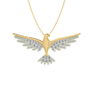Pingente Espirito Santo Pave Grande com Zircônia Ouro 18k