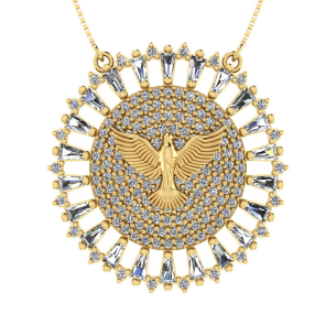 Gargantilha Espirito Santo com Zircônia Ouro 18k