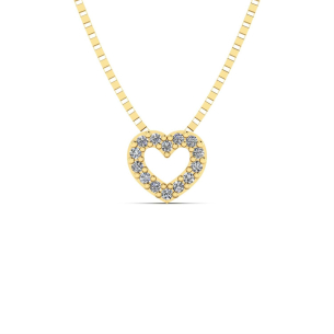 Pingente Coração com Diamante e Corrente Veneziana Ouro 18k