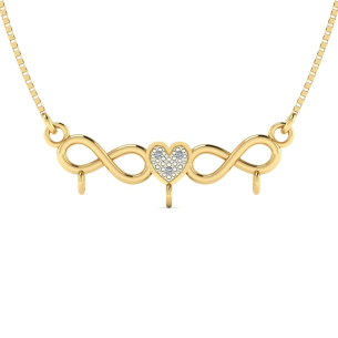 Pingente Canga com Coração e Infinito com Diamante Ouro 18k
