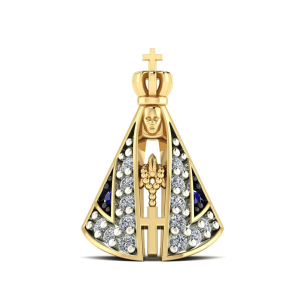 Pingente Nossa Senhora Aparecida 15mm x 9mm Ouro 18k