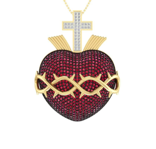 Pingente Sagrado Coração de Jesus Grande Ouro 18k