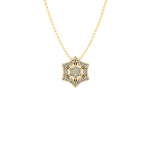 Gargantilha Sextavo com Pedras de Zircônia e Corrente Veneziana Ouro 18k