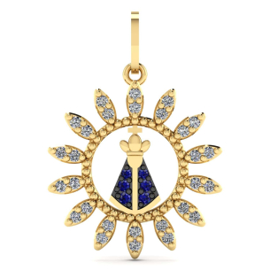 Pingente Redondo Nossa Senhora Aparecida Ouro 18k