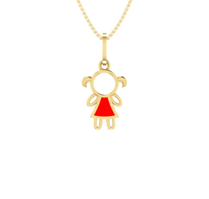 Pingente Menina com Resina Ouro 18k
