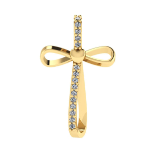 Pingente Cruz de Gota com Zircônia Ouro 18k
