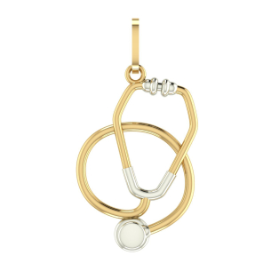 Pingente Profissão Estetoscópio Bicolor Ouro 18k