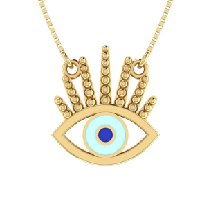 Gargantilha Olho Grego com Resina Ouro 18k
