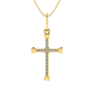 Pingente Cruz de Coração Ouro 18k