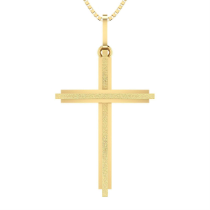 Pingente Cruz Fio Acetinado Ouro 18k