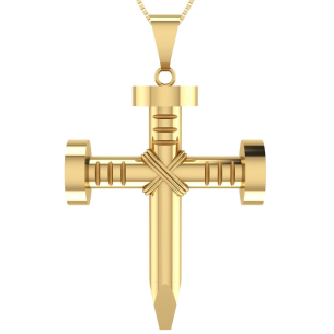 Pingente Cruz Prego Oco Grande Ouro 18k