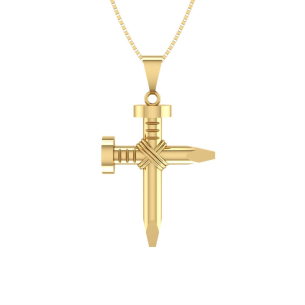 Pingente Cruz Prego Oco 2 Pontas Ouro 18k