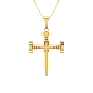 Pingente Cruz Prego Oco Sem Nó Ouro 18k