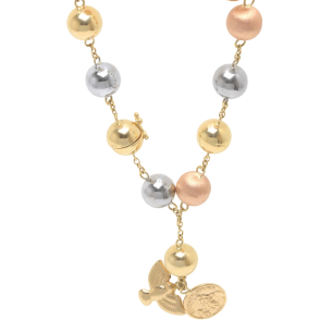 Pulseira Desatadora de Nós com Bola 9mm e 19cm Tricolor Ouro 18k