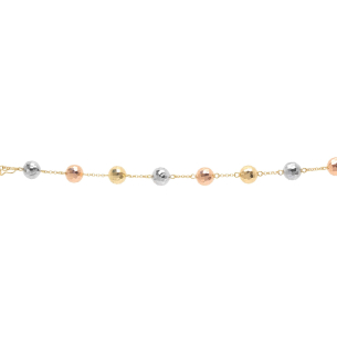 Pulseira Bola 9mm Diamantada 21cm Tricolor Ouro 18k