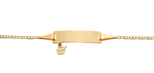 Pulseira Infantil de Plaquinha com Pingente de Menino Ouro 18k