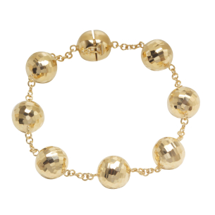 Pulseira Bola 12mm Diamantada 20cm Amarela Ouro 18k