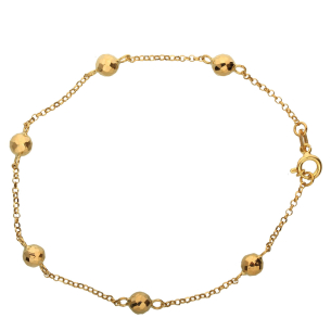 Pulseira 6 Bolas Diamantadas 5mm Ouro 18k