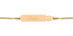Pulseira Infantil Plaquinha e Coroinha Ouro 18k