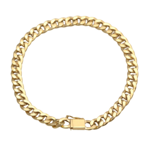 Pulseira Groumet Achatada 21.5cm Ouro 18k