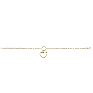 Pulseira Portuguesa com Pingente Coração Ouro 18k