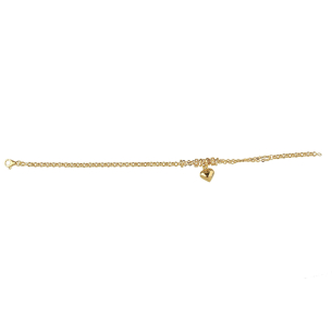 Pulseira Malha Portuguesa e Bailarina com Coração Ouro 18k