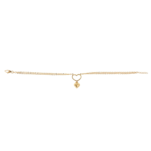 Pulseira Bailarina Dupla com Corações Ouro 18k