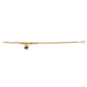 Pulseira Mix de Malha Portuguesa e Bailarina com coração e zircônias Ouro 18k