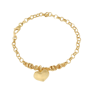 Pulseira Portuguesa com Coração em Ouro 18k