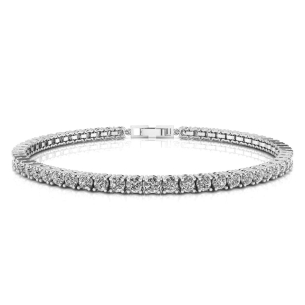 Pulseira Riviera 3mm 20cm Ouro Branco 18k
