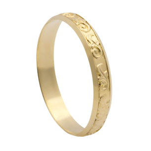 Aliança Reta Trabalhada Ouro 18k