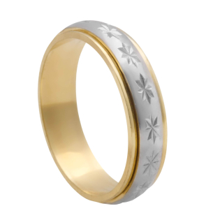 Aliança Comfot Giratória Bicolor Ouro 18k