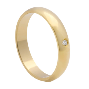 Aliança Abaulada 4mm com Zircônia Ouro 18k