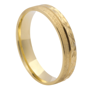 Aliança Trabalhada com Detalhes em Fosco 4.5mm Ouro 18k
