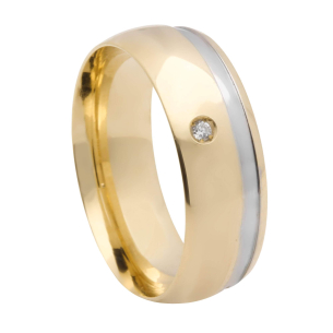 Aliança Comfort com 1 pedra de Zircônia Ouro 18k