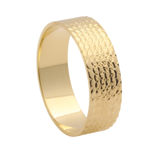 Aliança Reta Trabalhada 6mm Ouro 18k