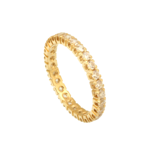 Anel Aliança Cravejada Inteira 2mm Ouro 18k