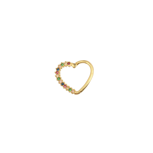Piercing Argola Coração Rainbow Ouro 18k