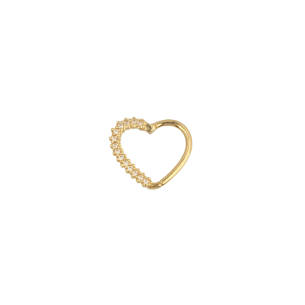 Piercing Argola Coração Cravejado Ouro 18k